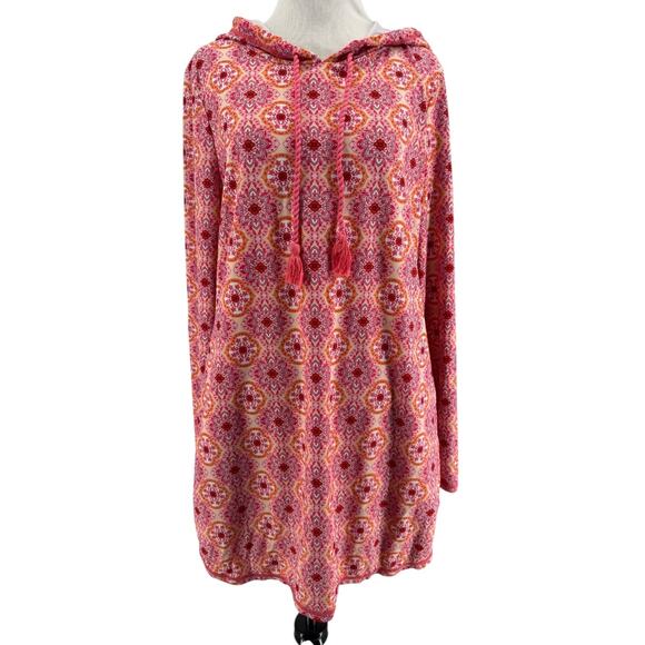 Aqua Et Sol Women's Long Sleeve Hooded Swim Tunic Cover-Up Dress Medium - Picture 1 of 5